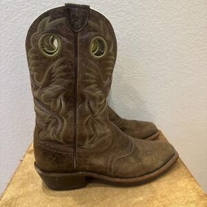 Ariat Mens Size 12 D Green Brown Leather Buckaroo Stockman Cowboy‎ Western Boots
